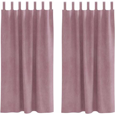 Tende con tende 2 pcs Rosa scuro 140 x 175 cm Velluto - Foto 1