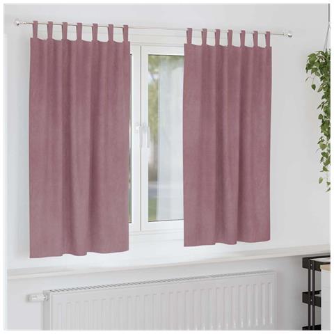 Tende con tende 2 pcs Rosa scuro 140 x 175 cm Velluto - Foto 2