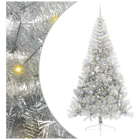 Albero di Natale artificiale con luci integrate Argento 240 cm - Foto 1
