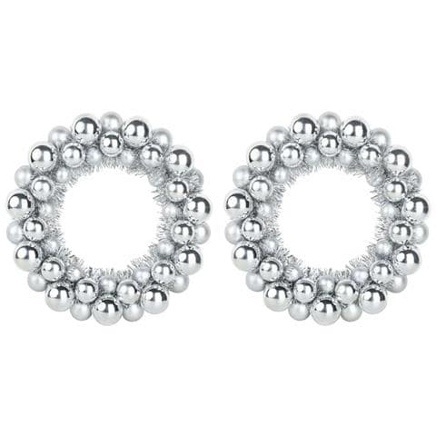 Corone di Palline di Natale 2 pcs Argento 33 x 33 x 7 cm - Foto 1
