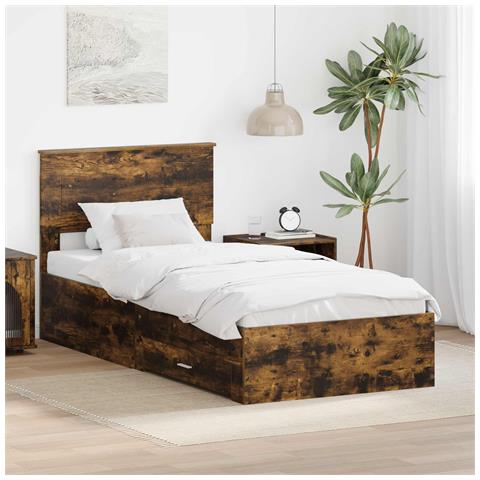 Struttura del letto Rovere fumé 90 x 200 cm Legno multistrato - Foto 2