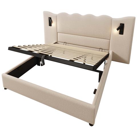 Letto Matrimoniale Con Lampada Girevole E Contenitore Idraulico - Foto 2