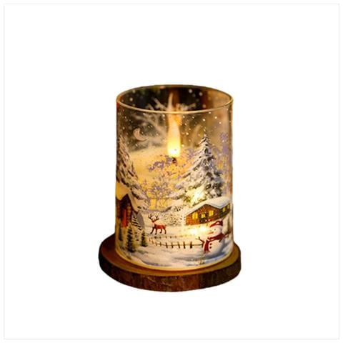 Candele Led Natalizie Con Motivo Casa - A Batteria, Telecomando, Senza Fiamma - Foto 1