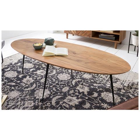 Tavolino in legno di acacia 45x60x150cm, nero naturale - Foto 3