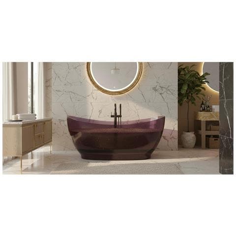 Vasca Da Bagno Freestanding Da Design 170x78cm Centro Stanza Resina Acrilica Trasparente B-tech Dafne Bordeaux - Foto 1