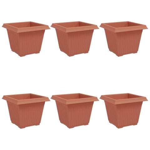 Vaso quadrato per fiori 6 pcs Rosso Mattone 28,5 x 28,5 x 22 cm - Foto 1