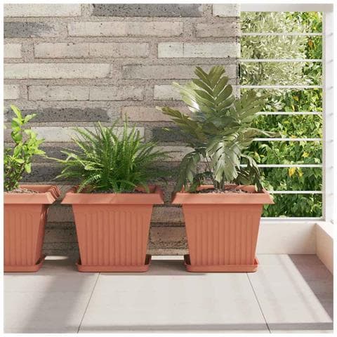Vaso quadrato per fiori 6 pcs Rosso Mattone 28,5 x 28,5 x 22 cm - Foto 2