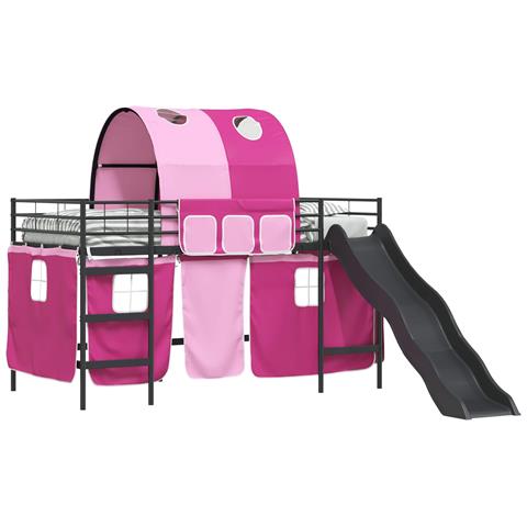 Struttura del letto loft per bambini Nero e rosa 90 x 200 cm - Foto 1