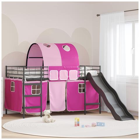 Struttura del letto loft per bambini Nero e rosa 90 x 200 cm - Foto 2