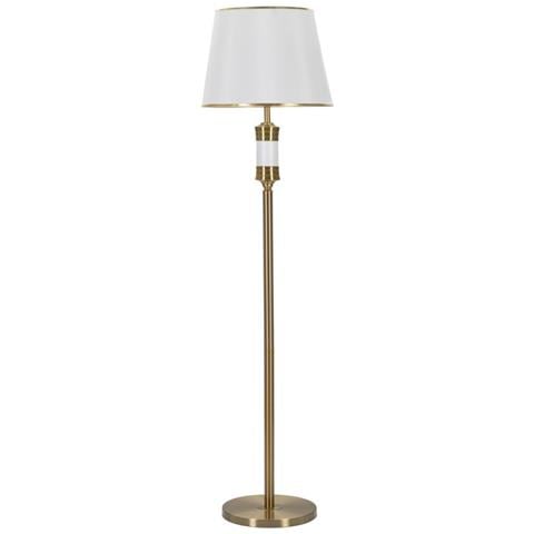 Lampada Da Terra Whity Glam In Metallo Ottone E Tessuto Bianco Ø41x160 Cm - Foto 1