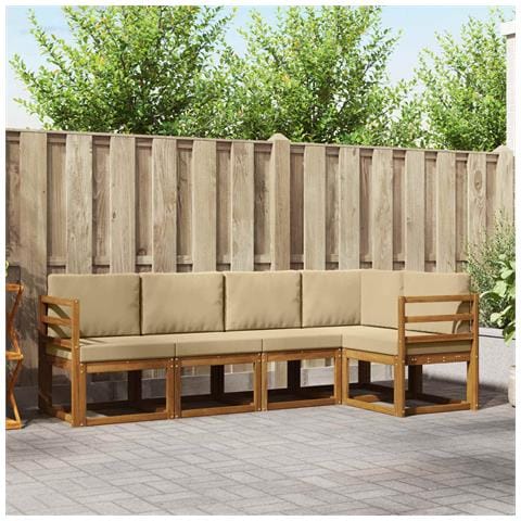 Set di divani con cuscino 5 pcs Naturale e Beige - Foto 2