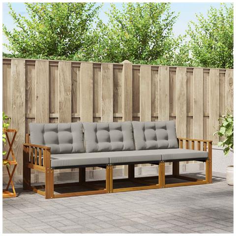 Set di divani da esterno 3 pcs Grigio Naturale e Chiaro - Foto 2