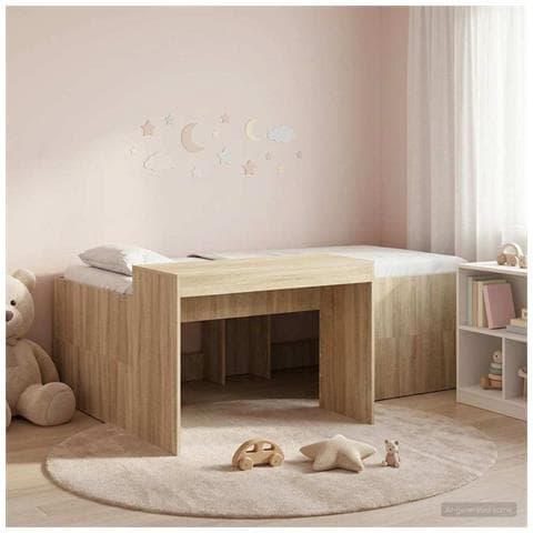 Letto alto per bambini con scrivania Rovere Sonoma 80 x 200 cm - Foto 2
