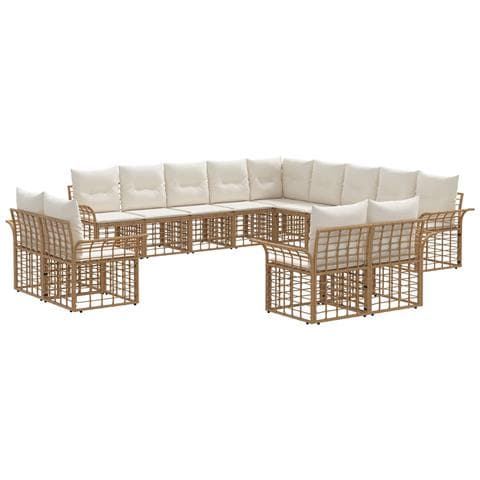 Set di divani da esterno 13 pcs Naturale e Bianco Crema - Foto 1