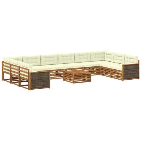 Set divani con cuscino 11 pcs Legno di Acacia Massello - Foto 1