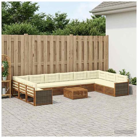 Set divani con cuscino 11 pcs Legno di Acacia Massello - Foto 2