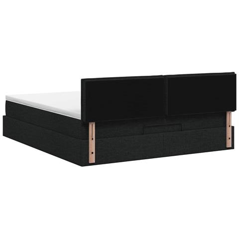 Letto ottomano con materasso Nero 180 x 200 cm Tessuto - Foto 9