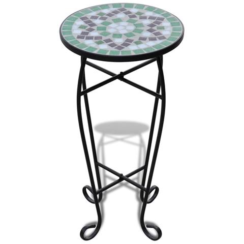 Tavolino Piante Modello Mosaico Verde E Bianco - Foto 1