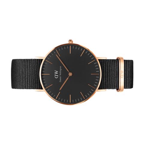 Orologio Uomo Oro Rosato Classic Black Cornwall Cinturino Tessuto Dw00100148 - Foto 2