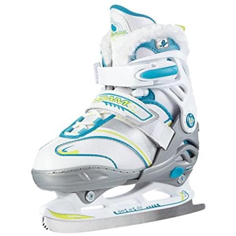 Per Bambini In Poliammide Nijdam Stivale Semi Rigido Regolabile Figure Skate, Bambino, 3140-wze-35-38, White / silver / emerald, 35-38 - Foto 1