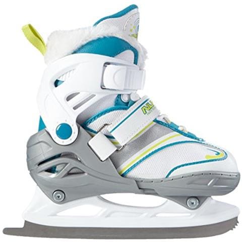 Per Bambini In Poliammide Nijdam Stivale Semi Rigido Regolabile Figure Skate, Bambino, 3140-wze-35-38, White / silver / emerald, 35-38 - Foto 2