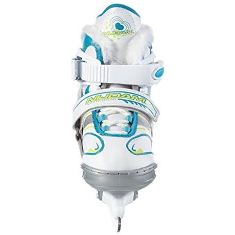 Per Bambini In Poliammide Nijdam Stivale Semi Rigido Regolabile Figure Skate, Bambino, 3140-wze-35-38, White / silver / emerald, 35-38 - Foto 3