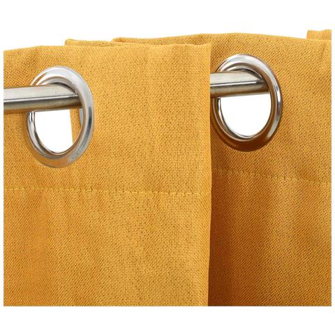 Tenda Oscurante Effetto Lino con Occhielli Gialla 290x245 cm - Foto 2