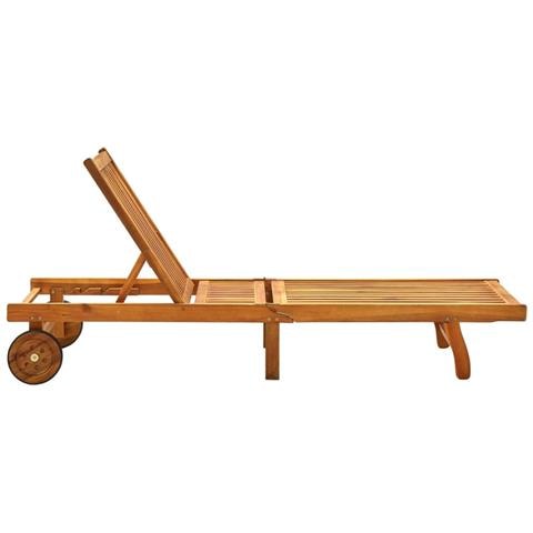 Lettino Prendisole da Giardino con Cuscino Massello di Acacia - Foto 2