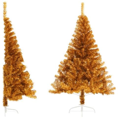 Albero di Natale Artificiale a Metà con Supporto Oro 120 cm PET - Foto 1