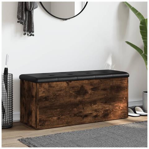 Panca Portaoggetti Rovere Fumo 102x42x45 Cm Legno Multistrato - Foto 3