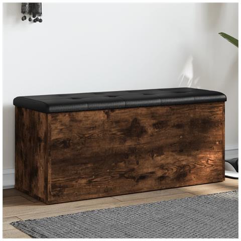 Panca Portaoggetti Rovere Fumo 102x42x45 Cm Legno Multistrato - Foto 1