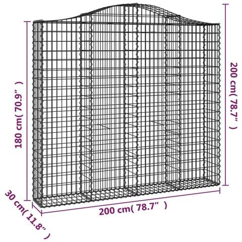 Cesto Gabbione Ad Arco 200x30x180/200 Cm Ferro Zincato - Foto 4