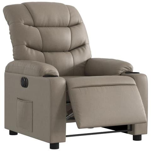 Poltrona Reclinabile Elettrica Cappuccino In Similpelle - Foto 2