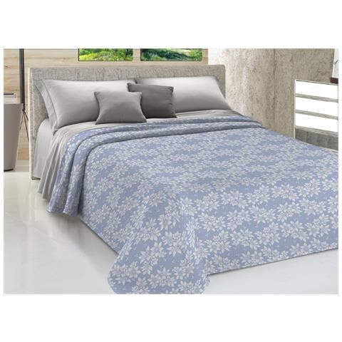 Copriletto Piquet Primavera Estate 100% Cotone Sofia Disegno Olivia Singolo Azzurro - Foto 1