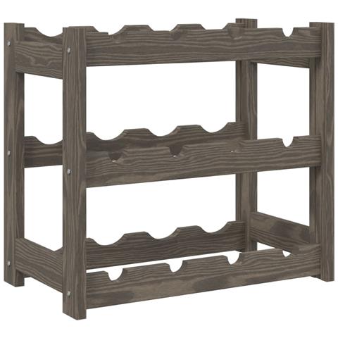 Portabottiglie Per 12 Bottiglie Grigio Legno Massello Di Pino - Foto 1