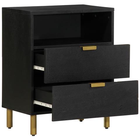 Comodino Nero 50x33x62 Cm In Legno Multistrato - Foto 2
