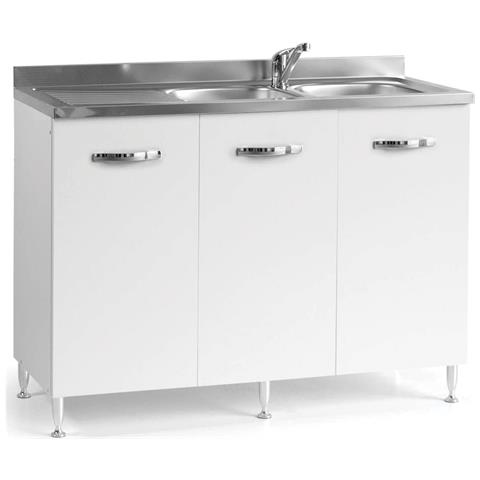 Mobile Mobiletto Sottolavello Per Cucina Componibile Bianco Frassino (85x50x120) - Foto 1