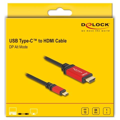Cavo USB Type-C per HDMI (DP Alt Mode) 8K 60 Hz con funzione HDR 1 m rosso - Foto 2