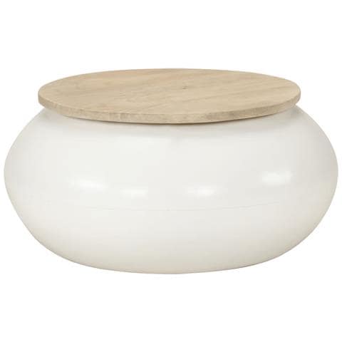 Tavolino Da Salotto Bianco 51x51x27 Cm Legno Massello Di Mango - Foto 1