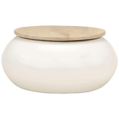 Tavolino Da Salotto Bianco 51x51x27 Cm Legno Massello Di Mango - Foto 2