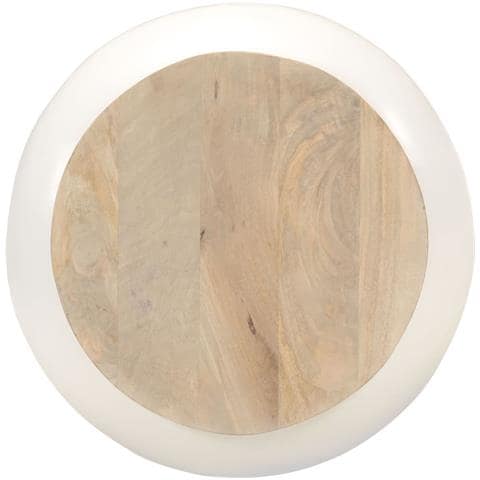Tavolino Da Salotto Bianco 51x51x27 Cm Legno Massello Di Mango - Foto 3