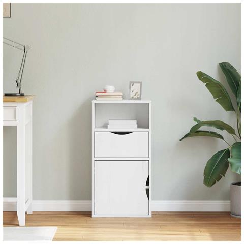 Armadietto Laterale Con Cassetto Odda Bianco 40x24x79 Cm - Foto 3