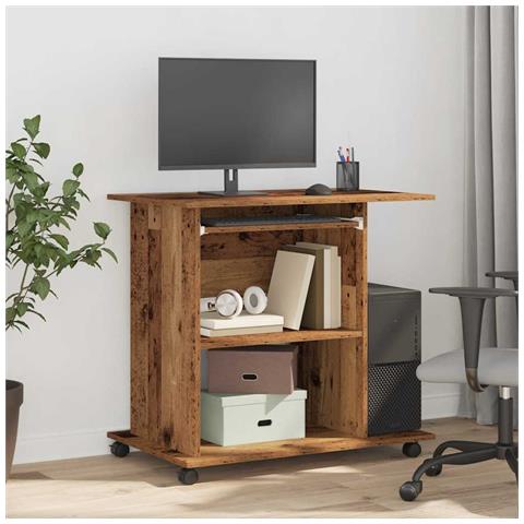 Scrivania Da Computer Legno Antico 80x50x75cm Legno Multistrato - Foto 3