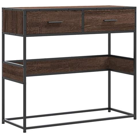 Tavolo Consolle Rovere Marrone 90x35x80 Cm Legno Multistrato - Foto 2