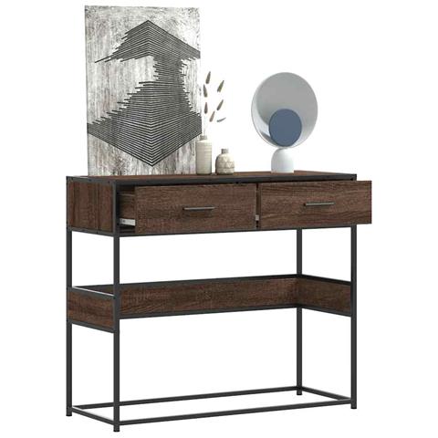 Tavolo Consolle Rovere Marrone 90x35x80 Cm Legno Multistrato - Foto 1