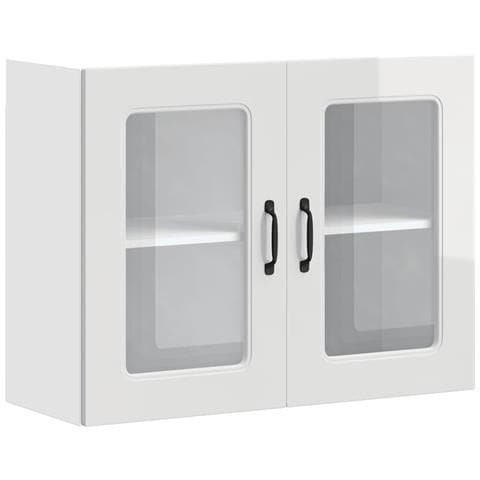 Pensile Da Cucina Con Porta In Vetro Kalmar Bianco Lucido - Foto 2