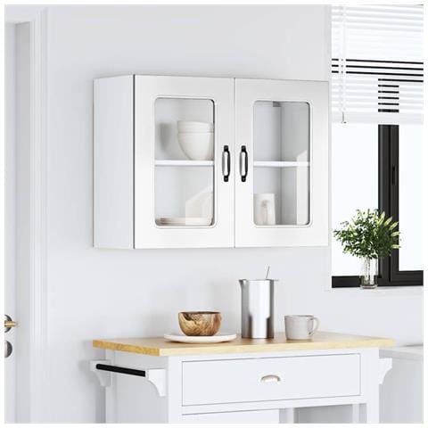 Pensile Da Cucina Con Porta In Vetro Kalmar Bianco Lucido - Foto 3