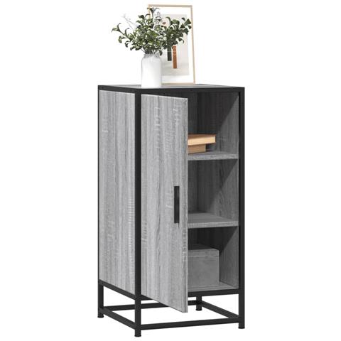Credenza Grigio Sonoma 35,5x35x76 Cm In Truciolato E Metallo - Foto 1