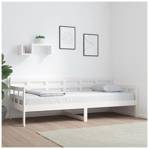 Dormeuse Bianca In Legno Massello Di Pino 80x200 Cm - Foto 8