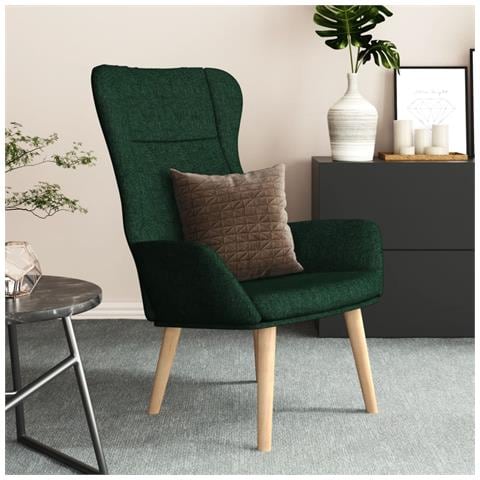 Poltrona Relax Verde Scuro In Tessuto - Foto 8